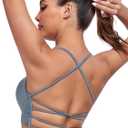 Lusait Sports Bras for Women Medium Support Thin Straps Sexy Criss-Cross Yoga Bra Gym Crop Top for Workout (S)