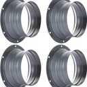 4 PCS 4 Inch Duct Connector Flange Inlet Fitting Metal Straight Pipe Flange Ventilation Pipe Connector for Heating Cooling Ventilation HVAC System Silvery Gray