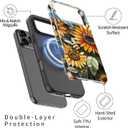 for iPhone 17 Pro Max Case - Wireless Charging Compatible - Dual-Layer Hard Shell + Silicone Cover - Shockproof Protective Phone Case with Stylish Designs for Women - Retro Sunflowers