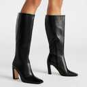 Knee High Boots Women Square Toe Chunky Heel Classic Tall Boots (Black) Size: 9