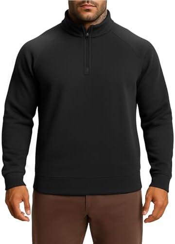 Project Titan Men's Quarter Zip Pullover Sweatshirts Fleece Sweatshirt Stand Collar Long Sleeve Shirt with Side Pockets, XL
