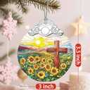 Stained Glass Ornament, Cross Christmas Ornaments, Hanging Ornaments for Home Decor & Christmas Tree Ornament Exquisite Holiday Decor, Perfect Cross Gifts, Religious Gifts & Holiday Present