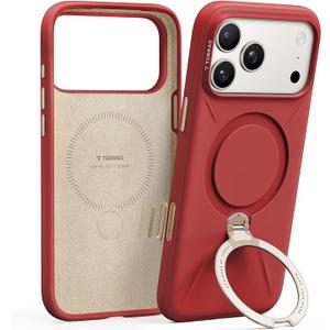 TORRAS Q3 Silicone 360 Spin for iPhone 17 Pro Case with Stand, Fit for MagSafe, Magnetic Ring Kickstand with Camera Control, Liquid Silicone Rubber Soft Phone Case for iPhone 17 Pro 6.3'', Red