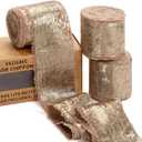 KEOSREE Light Brown Silk Chiffon Ribbon,Frayed Shimmery Silk Ribbon for Bridal Flower Bouquet Christmas Gift Wrapping Wedding Decor Invitations Decorations 1.5" x 10 Yards (5Yards X 2 Rolls)