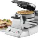 Waring Commercial WWD200 Classic Double Waffle Maker, Coated Non Stick Cooking Plates, Produces 60 waffles per hour, 120V, 1400W, 5-15 Phase Plug, Silver
