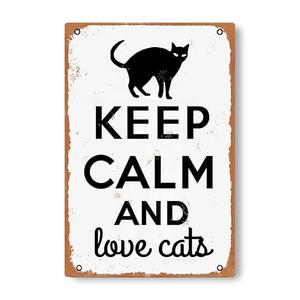 EEIOKGMS Keep Calm And Love Cats! Vintage Funny Animal Bedroom Garage Cat Cafe Cafe Best 8 * 12 Inches