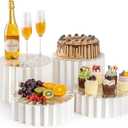 PUERSI 4 Pack Buffet Risers, Foldable Food Display Risers for Party, Display Stands for Food, Cake Cupcake Stands, Riser Display Stand for Desserts, Food, Jewelry - White