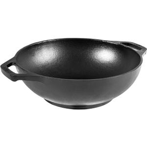 Lodge Pre-Seasoned Cast Iron Mini WOK - Dual Assist Handle - Use in the Oven, on the Stove, or on the Grill - 6.25 Inch