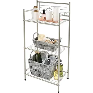 Bath Bliss 3 Tier Storage Shelf | Freestanding | Dimensions: 17.3"x 10.6"x 35.8 | Free Standing | Rust Resistant | Bathroom Storage | Easy to Assemble (Bronze)
