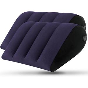 Portable Inflatable Wedge Pillow 2 Pack, Body Positioner for Sleep Support, Adjustable Travel Pillow - Lightweight Bed/Leg Support Pillow, for Home Outdoor Travel Blue, large 18-20inch
