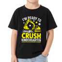 Toddler Kindergarten Vibes T-Shirt First Day of School Kindergarten Shirt Funny Boys Girls Short Sleeve Tee Cotton 3T-7Y
