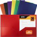 Better Office Products Poly 2 Pocket Folders Heavyweight, 36 Piece