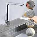 2 Pack Silicone Faucet Mat Extra Wide 40x12cm Splash Guard | Keeps Counters Dry, Easy-Clean Drip Catcher for Kitchen & Bathroom, Fits 3.56cm Faucets (Grey)
