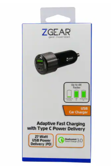 ZGear Adaptive Fast Charge Car Charger 30 Watts