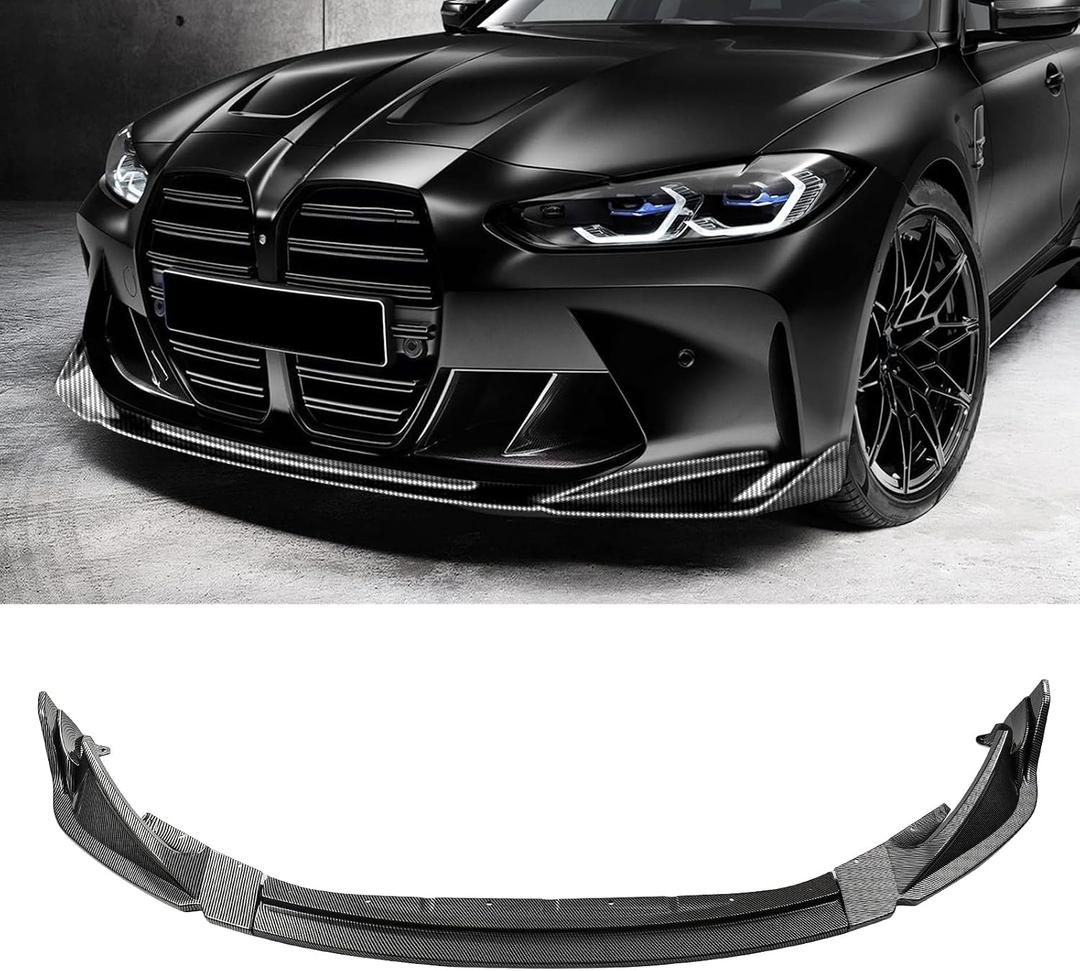 Front Bumper Lip Spoiler Compatible with BMW G80 M3 G82 M4 2021-2024 Carbon Fiber Printing Front Splitter