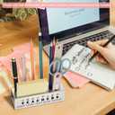 2 x Stainless Steel Pencil Holder with Teacher Quote, Thank You Gift for Women Men Educators, Desk Organizer for Pens Sticky Notes Rulers, Inspirational Classroom Office Decor from Student - FBA394