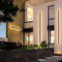 2Pack 39inch Long Outdoor Modern LED Wall Light,30W Waterproof IP65 Warm White 110V led Wall Mount Lighting Fixture Rectangular Black Wall Lights Elegant Frosted White Acrylic Anti Rust