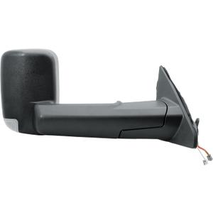Replacement Passenger Right Side Door Towing Mirror Power and Heated Glass with BLIS Turn Signal Light Puddle Light Temperature Sensor Textured Black Cover Manual Folding for 2019 to 2024 RAM 1500