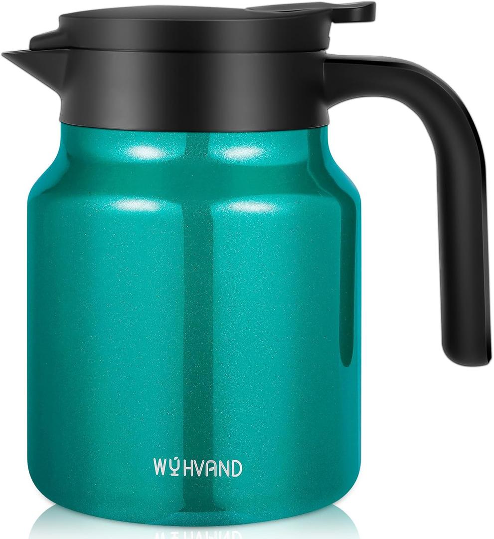 34Oz Thermal Coffee Carafe for Hot/Cold, Stainless Steel Thermos Carafes for Hot Liquids, Dustproof Insulated Hot Water Carafe for Party/Home,Agave Teal