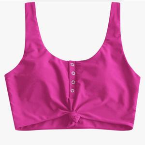 Women's Bikini Top - Supportive Swimsuit for Large Bust - 2025 Cut Out Twist Swim Top, Pink, M