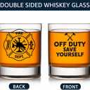TOUNER Fire Dept Off Duty Save Yourself Whiskey Glass, Firefighter Whiskey Glass, Fireman Whiskey Glass Gift, Firefighter Present For Retirement, Graduation, Birthday