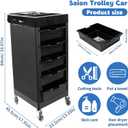 EBANKU Salon Beauty Rolling Trolley Cart Black Hair Salon Storage