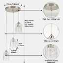 Finktonglan 3-Light Chrome Glass Cluster Chandelier for High Ceilings | Adjustable Height, Sloped Ceiling Compatible, Modern Cascading Pendant Light for Foyer, Staircase, Entryway and Living Room