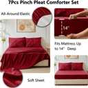 CozyLux Queen Comforter Set Dark Red, 7 Pieces Pintuck Bed in A Bag, Premium Red Comforter Queen Size, Pinch Pleat Bedding Sets with Comforter, Sheets, Pillowcases & Shams