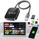 2in1 Wireless CarPlay Adapter & Car TV Mate Pro 2026 [Metal & Glass Case] Convert Wired to Wireless Car Play with HDMI Input for TV Stick, Screen Mirroring & Streaming, Fit for 2016+ Cars Black