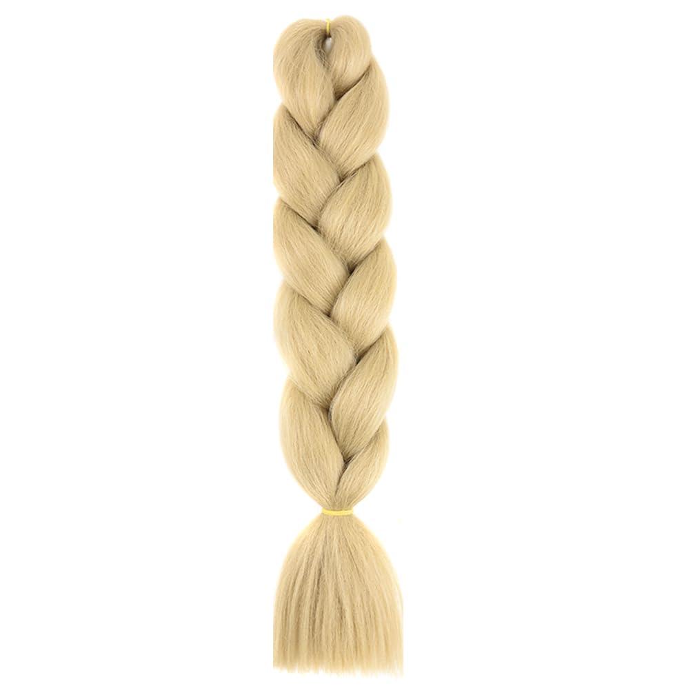 Braiding Hair Blonde Braid Hair Extensions for Box Braids Hot Water Setting High Temperature Synthetic Fiber (24#-1Pack)