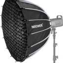 NEEWER 33inch/85cm Parabolic Softbox Quick Set up Quick Folding, with Diffusers/Honeycomb Grid/Bag, Compatible with Aputure 120d Light Dome Godox sl60w NEEWER RGB CB60 and Other Bowens Mount Lights