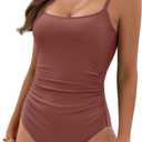 Eomenie Women's One Piece Swimsuits Tummy Control Ruched Bathing Suit 1 Piece Swimwear (Small, Blush Red)