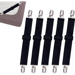 10 pcs Adjustable Bed Sheet Straps,Bed Sheet Clips, Elastic Bed Fitted Sheet Holder,Fitted Sheet Straps Clips,Sheet Fastener Suspenders to Hold Sheet ,Mattress Covers,Sofa Cushion,Table Clothing,Black