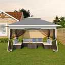 Garvee 13x13FT Pop Up Gazebo with Mosquito Netting, Outdoor Canopy Tent Easy Setup for Backyard Patio Garden Deck, Grey