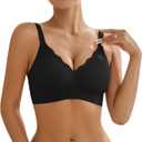 Wireless Bras for Women Bralette - Womens Seamless Push Up Full Coverage Wirefree Padded Sleep Bra with Support and Lift (Black, S)