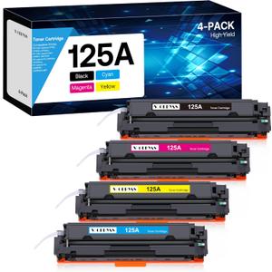 125A Toner Cartridge High Yield Compatible for HP 125A Color Laserjet CM1312 MFP CM1312nfi CP1515n CP1518ni CP1215 CP1515n Printer (4 Pack, Black, Cyan, Yellow, Magenta)