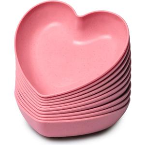 Heart Shaped Plates, 10-Pack Pink Heart Shaped Dinner Plates Dinnerware Dishes for Valentine's, Birthdays, Bridal Showers, Baby Showers, 5.9 x 5.3 x 1.2 Inches
