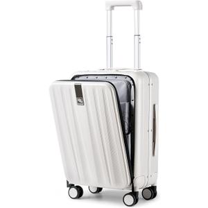 Hanke 20 Inch Carry On Luggage Hard Shell Suitcases with Wheels Luggage Suitcase Travel Luggage for Women Men Rolling Luggage Bags for Business Trip Weekender-Ivory white