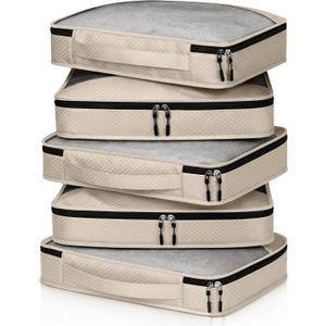 5 Pcs Packing Cubes for Suitcase Large Travel Cubes Carry on Luggage Organizer Bags for Clothes Accessories(L,Khaki)