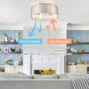 20" Silver Ceiling Fan with Light Flush Mount, Caged Boho Ceiling Fans with Lights Remote Control, Round with 6 Speeds for Bedroom, Nursery, Living Room