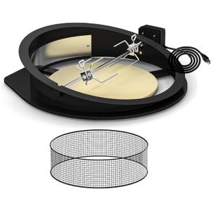 Skyflame 2 in 1 Black Coated Steel Rotisserie Kit with Pizza Ring Compatible with 22 1/2" Weber Kettle Grills - Including Electric Motor, Spit Rod, Pizza Stone, Pizza Ring