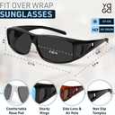 Fit Over Wrap Sunglasses Polarized Lens Wear Over Eyeglasses 100% UV Protection for Men and Women (Brown, M)
