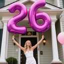 2 x 40 Inch Rose Purple Large Balloon Number 6 Balloon,Jumbo Mylar Foil Helium Balloon for 6 16 26 36 45 56 Birthday Digital Balloons for Birthday Party,Wedding Anniversary Party Decorations
