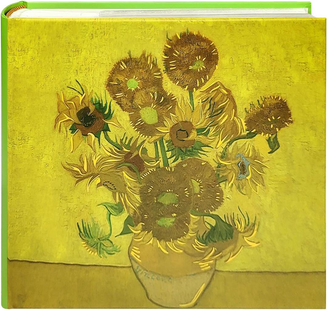 Sunflowers Photo Album 4x6 - Van Gogh Inspired with 200 Acid-Free Pockets & Writing Space, Wedding Guest Book, Floral Memory for Anniversary - Kuword