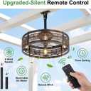 20" Vintage Bronze Outdoor Ceiling Fan with Lights, Plug-in Enclosed Gazebo Fan, Remote Control, Reversible DC Motor for Porch, Deck & Balcony, Small
