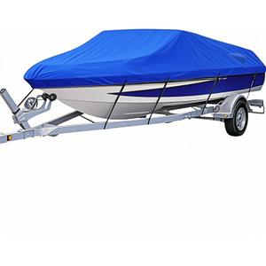 Boat Cover Heavy Duty Marine Grade Oxford Fabric PU Coating Fits 20'-22' Length 100" Beam Width V-Hull Tri-Hull Pro-Style Bass Trailer Fishing Ski Runabout Boat with Carrying Bag Blue