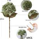 mizii 4Pcs Green Artificial Hydrangea Flowers Large Fake Silk Hydrangea Flower with Leaves Stems Realistic Faux Hydrangeas Decorations for Wedding Table Centerpieces Vase Home Decor (Green)