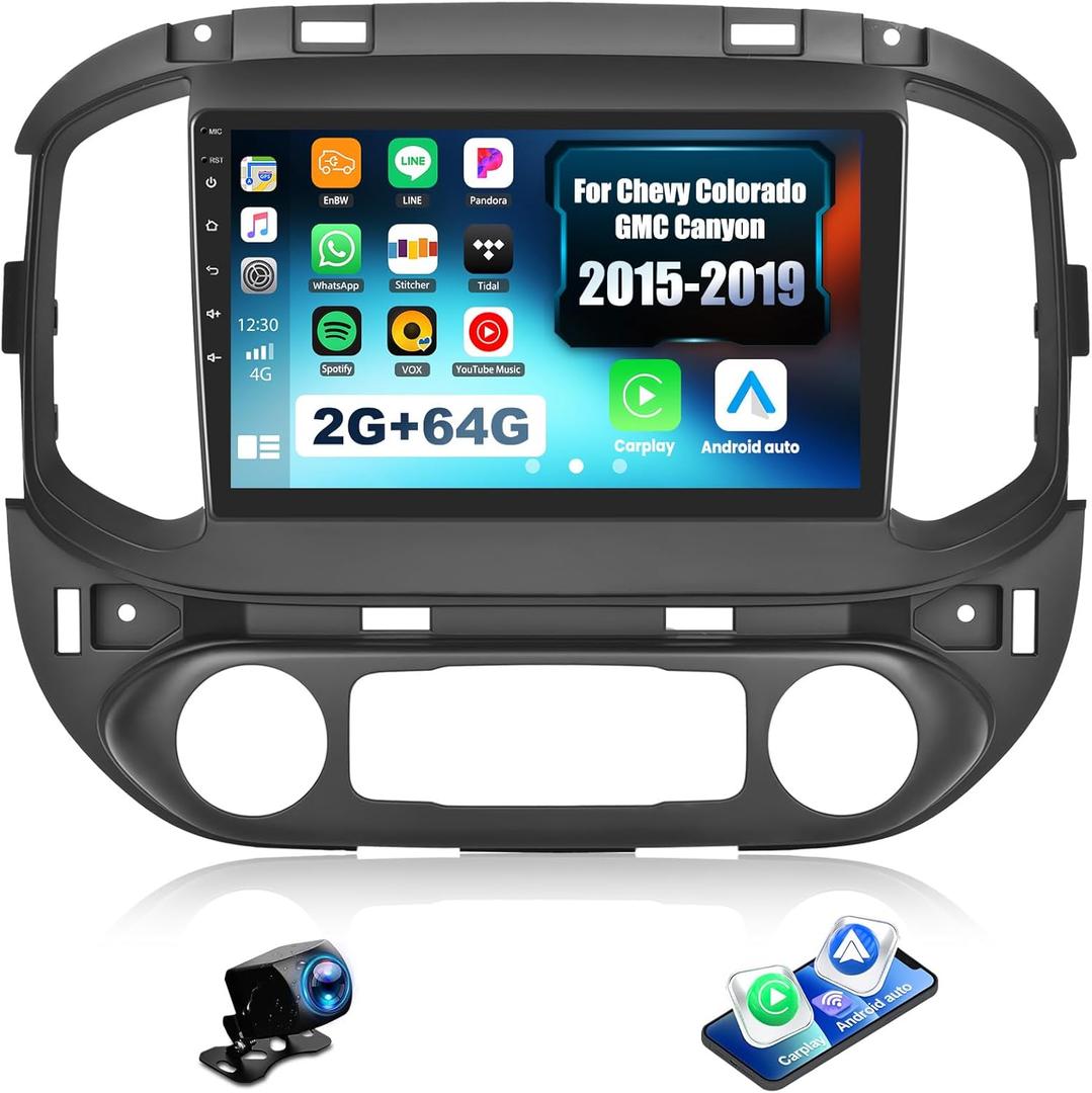 2+64G Android 13 Car Stereo for Chevy Colorado GMC Canyon 2015-2019 with Wireless Carplay Android Auto,9'' Touchscreen Car Radio with WiFi GPS Navigation Bluetooth FM/RDS Radio SWC+AHD Backup Camera