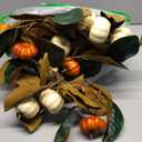 2 Pcs 6ft Thanksgiving Decor Fall Garland with Pumpkins Artificial Mixed Magnolia Leaves Farmhouse Hanging Rustic Autumn Garlands Decor for Front Door Kitchen Fireplace Home Indoor Outdoor