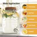 mustry Glass Drink Dispenser for Parties, 1 Gallon Beverage Dispenser with Stand and Spigot Solid Stainless Steel, Used as Lemonade Dispenser Sun Tea Jar Kombucha Jar, Set of 2
